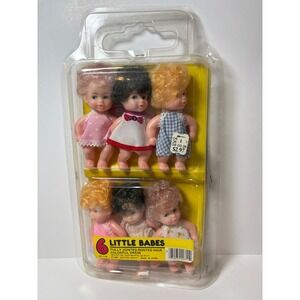 Vintage 1985 Little Babes 6 Piece Miniature Doll Set Beatoy Inc New in‎ Package